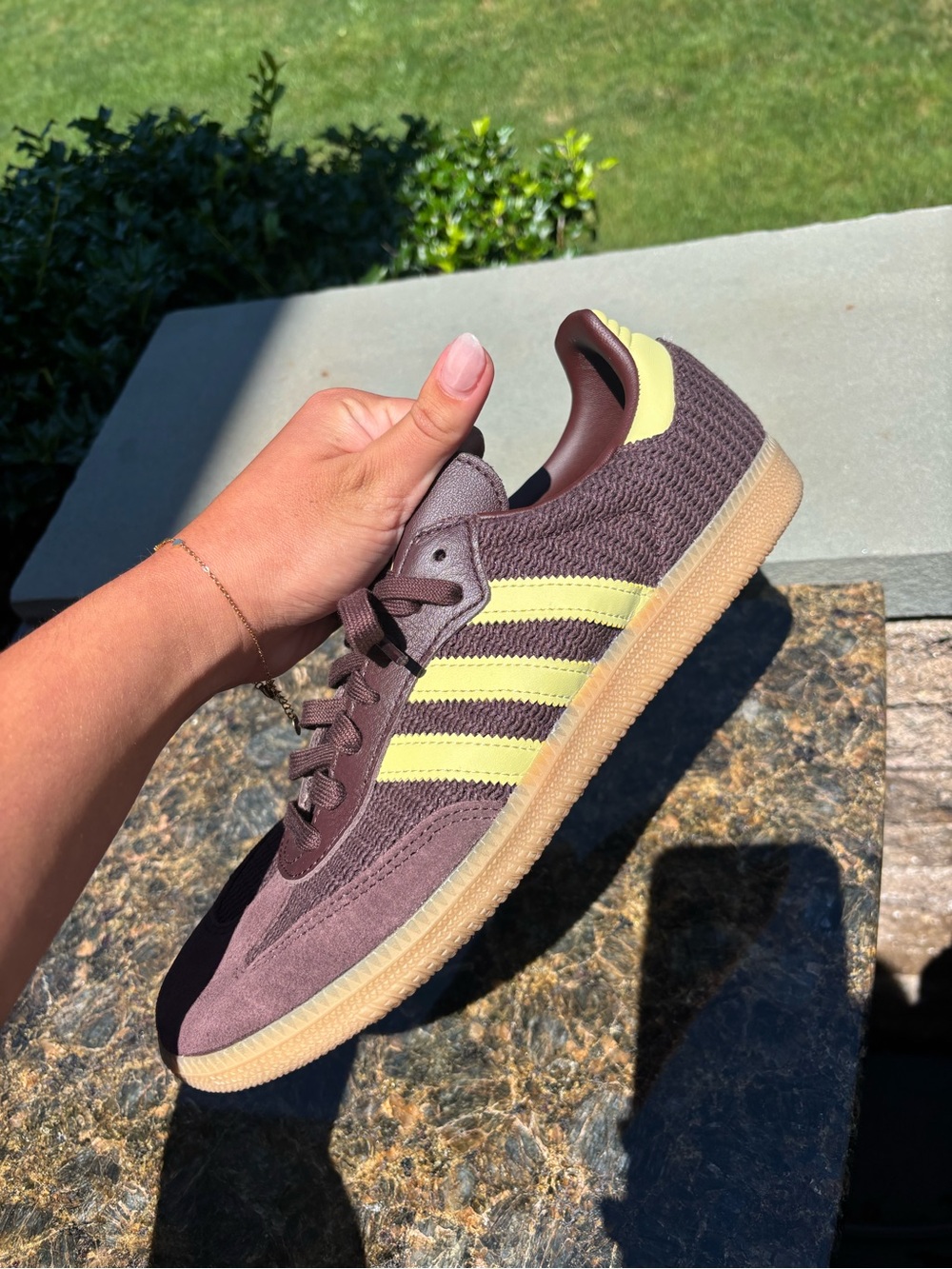 Adidas Women's Samba OG Shoes In Crocheted Shadow Brown & Powder Yellow size 10 - Picture 5 of 8